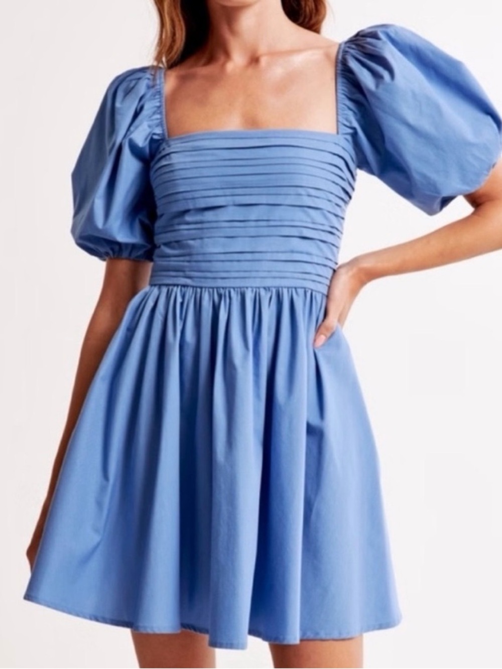 Abercrombie & Fitch Blue Puff Sleeve Mini Dress